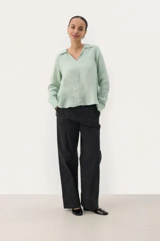 Langarm - Hemd Gerade Passform Cameo Green