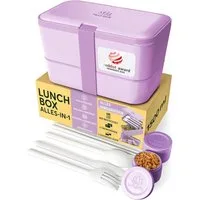 UMAMI Lunchbox Bento für Erwachsene mit Besteck und 2 Saucenbehältern, (Inkl. Zubehör Brotdose mit Fächern für Meal Prep), als Brotdosen für Salat, Snack Bento Box, Auslaufsichere Brotdose