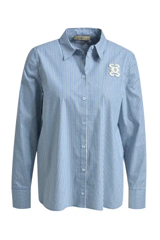 Smith&Soul - Striped Shirt Collar Blouse bleu print - Gr. - S