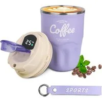 Minicloss Thermobecher 360ml Thermobecher Edelstahl, Kaffeebecher to go Thermo, mit Deckel Auslaufsicher, Intelligente Temperaturanzeige Isolierbecher