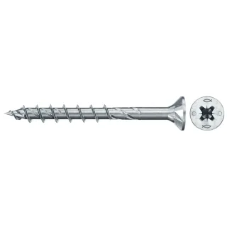 Fischer Spanplattenschraube 6,0x70 PowerFast FPF II CZP BC, Senkkopf, Kreuzschlitz PZ, Teilgewinde - 670524