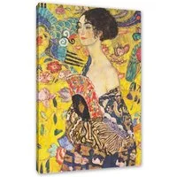 Pixxprint Leinwandbild Gustav Klimt - Frau mit Fächer, Gustav Klimt - Frau mit Fächer (1 St), Leinwandbild fertig bespannt, inkl. Zackenaufhänger