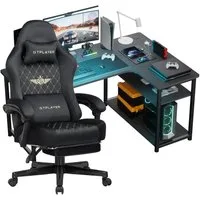 GTPLAYER Gamingtisch Gaming Tisch + Gaming Stuhl- Set, Computertisch Stuhl Set für Gaming, Multifunktionale Tische und Stühle