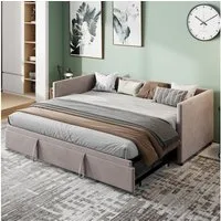 Furnishings Home Polsterbett Daybett Tagesbett Ausziehbett (1 tlg), Schlafsofa, Mit Unterbett, 90x200 cm/180x200 cm, Lattenrost, Samt