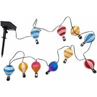 HAC24 LED-Lichterkette Solar Outdoor Gartenbeleuchtung Heißluftballon, mit 10 LED 400 cm Warmweiß mit Flackereffekt Wetterfest IP44