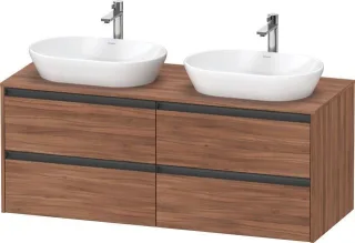Duravit Ketho.2 Konsolenwaschtischunterbau wandhängend Nussbaum Matt 1400x550x568 mm - K24898B797900 K24898B79790000