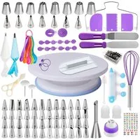 SURFOU Spritzbeutel Torten Zubehör Set 137-teiliges, Backzubehör, tortenplatte drehbar Für Torten-Dekoration und Zuckerguss.perfekt für Back-Einsteiger.