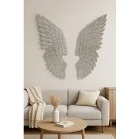 MF Wanddekoobjekt Wandobjekt Silberflügel Metall Engelsflügel Glam Look Silber 100cm (2 St)
