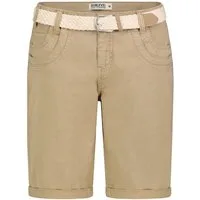 SUBLEVEL Bermudas Damen Sommer Stoffhose kurz mit buntem Flechtgürte Sommerhose, kurze Chinohose, Shorts mit Gürtel