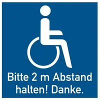 König Werbeanlagen Hinweisschild Fahrzeugaufkleber, Rollstuhlfahrer, 2m Abstand halten!, Folie