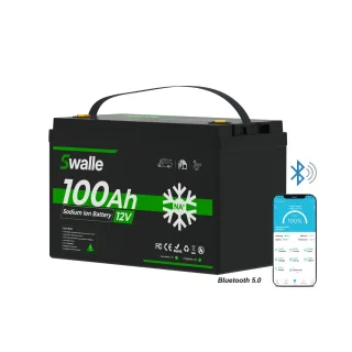 [EU Direct] Swalle 12V 100Ah Bluetooth Sodium Ion Battery, Build-in 100A BMS Protection 4000+ Times Deep Cycles, -40℃~70
