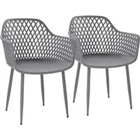 STEELSØN Gartenstuhl Quasira wetter- & UV-beständig (grau, 2er Set), outdoor Loungesessel mit Armlehnen, verfügbar als 2er/4er/6er Set