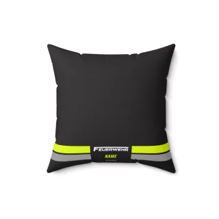 COVRZ Freiwillige Feuerwehr Kissen | Quadratisches Kissen aus gesponnenem Polyester mit individuellem Textband Weiß 14" × 14" Ohne
