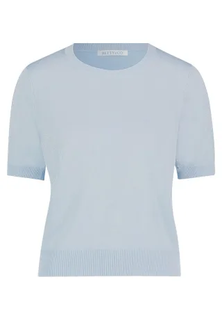 Betty & Co - Kurzarm-Strickpullover blau - Gr. - 38