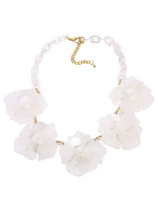 Steuer Modeschmuck Collierkette Blütencollier in der Farbe weiß/perlmutt