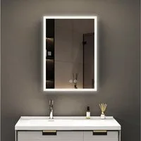WDWRITTI Spiegelschrank Schwarz mit beleuchtung Hängeschrank 3Lichtfarben Dimmbar Anti-fog (Badezimmerspiegelschrank mit LED, Speicherfunktion, 1 türen 50x70cm, 40x60cm, Doppelseitiger Spiegel, Alu-Schranktür) Full Surround Light Strip, mit Netzadapt
