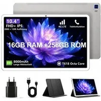 VASOUN 10,4 " Android Tablet mit Hülle Tablet,4G LTE 16GB+256GB Tablet (256 GB, ( 5G wifi, 4G LTE,8000mAh,2000*1200 FHD.256GB)
