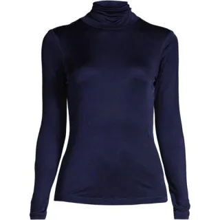 Seidenunterhemd mit Rollkragen, Damen,  Schwarz, Seide, by Lands' End