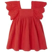 vertbaudet Minikleid Baby Musselin-Kleid mit Volantärmeln
