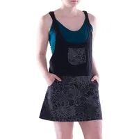 Vishes Sommerkleid Damen Mini-Kleid Baumwolle Paisley Latzkleid mit Taschen Alternative Bekleidung, Ethno, Hippie, Retro Style