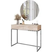 Lookway Schminktisch BLANCO GLAMOUR KASZMIR mit verchromtem Gestell und LED-Spiegel (1x Konsole, 1x Spiegel mit Led Beleuchtung), Breite: 100 cm