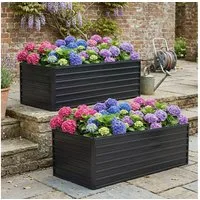 BBWL Hochbeet 2er Set 190x90x64 cm Wetterfestes Gartenbeet mit Offener Boden, Metall Hochbeet Rostfrei für Gemüse Kräuter Blumen Terrasse