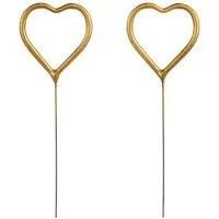 partydeco Tortenstecker, Wunderkerzen Hochzeit 16x5cm Herz gold 2er Set