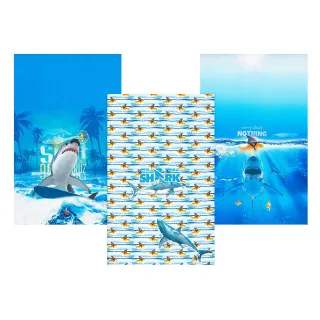 Digital-Baumwoll-Jersey-Coupon "Goldfisch & Hai", bunt