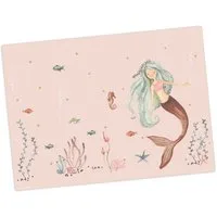 Tischsetmacher Platzset Tischset,  Platzset abwaschbar - für Kinder - Meerjungfrau rosa Meer, (aus erstklassigem Vinyl (Kunststoff - BPA-frei), 1-St., 44 x 32 cm - rutschfeste Tischdekoration), Made in Germany