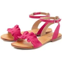 LASCANA offener Schuh, Sandale Sandalette, Sommerschuh aus hochwertigem Leder mit kleinen Rüschen