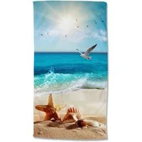 good morning Strandtuch Sealife, Velours (Packung, 1-St), Mikrofaser, Velours, Strandtuch, saugfähig, leicht, 100x180