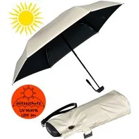 iX-brella Taschenregenschirm Sonnen-Regenschirm mit UPF 50+, UV-Hitze-Schutz, winzig klein, mit Handöffner, innen schwarz