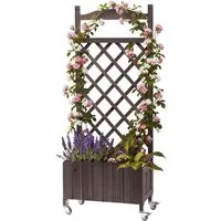 COMHOMA Blumenkasten Rankgitter Pflanzkasten mit Rollen, Holz Hochbeet mit Spalier (2 ST., 1 St., Farbe und Menge sind optional), wetterbeständiger Pflanzenkübel mit Drainagelöchern