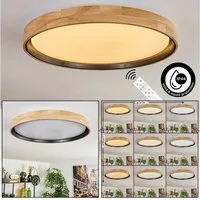hofstein Deckenleuchte dimmbare Deckenleuchte aus Holz/Metall/Kunststoff in Natur/Weiß, LED wechselbar, 2700-6500 Kelvin, dimmbar über Fernbedienung, LED, (50cm), auch für Badezimmer, IP44