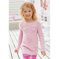 KIDSWORLD Strickpullover, Longpullover mit Herz-Muster für kleine Mädchen mit niedlichen Herzen