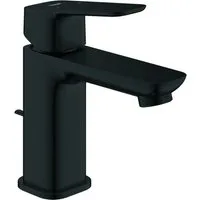 Grohe Waschtischarmatur Cubeo Einhand mit Zugstangen-Ablaufgarnitur S-Size - Schwarz matt