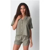 C&CITY Blusentop Kurzarmhemd und Shorts Set