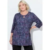 Ulla Popken T-Shirt T-Shirt A-Linie Keyhole Rundhals 3/4-Arm
