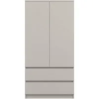 Deine Möbel 24 Kleiderschrank SIMO 02 in Weiß / Kaschmir, 90 cm breit, mit 2 Schubladen (SIMO-Kollektion, 1-St., ideal für Kinderzimmer & Jugendzimmer) Kinderkleiderschrank, 2-türiger Drehtürenschrank