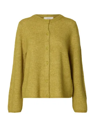 selected women - SLWLULU NEW LS KNIT CARDIGAN NOOS Avocado Oil - Gr. - XL