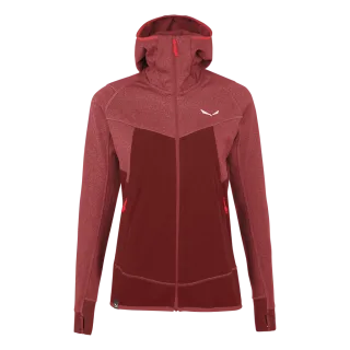 SALEWA - Puez Hybrid Polarlite Damen Fleecejacke Mit Kapuze - Rot (Gr.40)