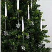 OZAVO LED-Kerze LED Weinachtsbaum Kerzen mit Kunststoff-Schneeflockendekor 12pcs (mit Fernbedienung, Flammenlose Tafelkerzen mit Timerfunktion, LED Weihnachtsbaum kerzen mit 12 Batterien), Christbaumkerzen für Weihnachten, Heimdekoration