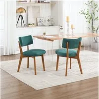 OKWISH 4-Fußstuhl Esszimmerstuhl (2er-Set mit Holzbeinen & gepolstertem Stoff), Polsterstuhl, ergonomisch