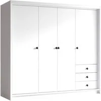 A&J MöbelLand GmbH Drehtürenschrank FALKEN– viertüriger Kleiderschrank 200 cm (Geräumiger viertüriger Kleiderschrank mit Schubladen. Geräumiger Schrank mit einer Breite von 200 cm und Schubladen, ideal zur Aufbewahrung von Kleidung und Accessoires. V