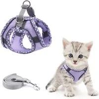 Ledander Hunde-Geschirr Katzen-Geschirr, Ausbruchssicher, Verstellbares Katzen-Geschirr, mit Leine, Reflektierende Streifen, Weiches Katzen-Geschirr