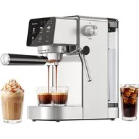 LLIVEKIT Siebträgermaschine, 20 Bar mit Milchaufschäumer, Kapsel & Kaffeepulver geeignet