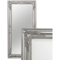 LebensWohnArt Wandspiegel Eleganter Barock Spiegel BESSA 100x50cm silber-antik Holzrahmen