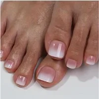 LuxusKollektion Kunstfingernägel Falsche Zehennägel 24 Stück Kurz Quadratisch Rosa Weiß Farbverlauf