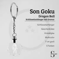 Stelby Schlüsselanhänger Dragonball Schlüsselanhänger Songoku Multicolor LED mit Geschenkbox (Perfekt für Geburtstage und Weihnachten, 1-tlg., Robustes Glasmaterial, leuchtet in 5 Farben), Farbwechsel, langlebig, modernes Design