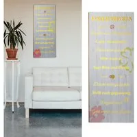 CEPEWA Kunstdruck Plankenschild Wandbild Gold Familienregeln, Familienregeln II